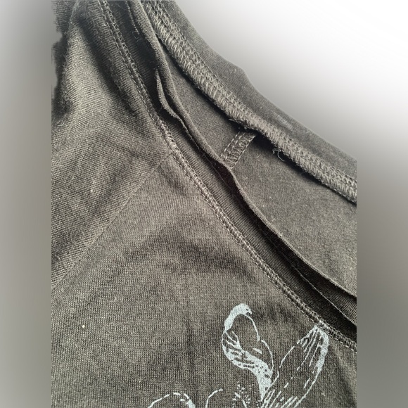 STRANDED wide neck goth 3/4 sleeve black T shirt, polyester & rayon XL - Picture 8 of 10